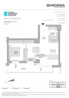 2 pokoje, mieszkanie 44,47 m², piętro 1, oferta nr F60/18, Centrum Chwarzno - Wiczlino , Gdynia, Chwarzno-Wiczlino, ul. Fregatowa