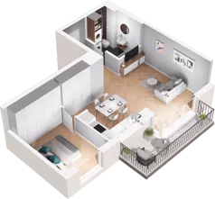 2 pokoje, mieszkanie 44,47 m², piętro 3, oferta nr F60/42, Centrum Chwarzno - Wiczlino, Gdynia, Chwarzno-Wiczlino, ul. Fregatowa