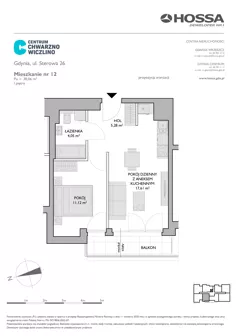 2 pokoje, mieszkanie 38,06 m², piętro 1, oferta nr CCW/S26/12, Centrum Chwarzno - Wiczlino , Gdynia, Chwarzno-Wiczlino, ul. Fregatowa