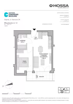 2 pokoje, mieszkanie 38,31 m², piętro 1, oferta nr CCW/S24/13, Centrum Chwarzno - Wiczlino, Gdynia, Chwarzno-Wiczlino, ul. Fregatowa