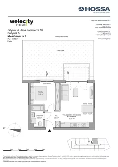 2 pokoje, mieszkanie 38,61 m², piętro 3, oferta nr WW/JK12/41, Welocity Wiczlino, Gdynia, Chwarzno-Wiczlino, ul. Jana Kazimierza
