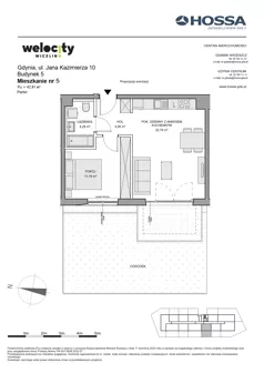 2 pokoje, mieszkanie 42,88 m², piętro 2, oferta nr WW/B5/34, Welocity Wiczlino, Gdynia, Chwarzno-Wiczlino, ul. Jana Kazimierza