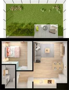 2 pokoje, mieszkanie 42,38 m², parter, oferta nr WW/B5/11, Welocity Wiczlino, Gdynia, Chwarzno-Wiczlino, ul. Jana Kazimierza