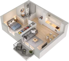 2 pokoje, mieszkanie 42,88 m², piętro 2, oferta nr WW/B5/34, Welocity Wiczlino, Gdynia, Chwarzno-Wiczlino, ul. Jana Kazimierza