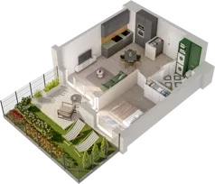 2 pokoje, mieszkanie 42,66 m², parter, oferta nr WO/P33/11, Wiszące Ogrody, Gdańsk, Jasień, Kiełpinek, ul. Przytulna