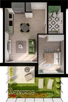 2 pokoje, mieszkanie 42,66 m², parter, oferta nr WO/P33/11, Wiszące Ogrody, Gdańsk, Jasień, Kiełpinek, ul. Przytulna