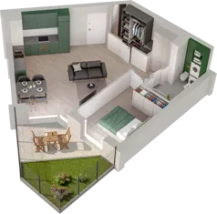 2 pokoje, mieszkanie 48,28 m², parter, oferta nr WO/P3/8, Wiszące Ogrody, Gdańsk, Jasień, Kiełpinek, ul. Przytulna