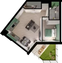 2 pokoje, mieszkanie 48,28 m², parter, oferta nr WO/P3/8, Wiszące Ogrody, Gdańsk, Jasień, Kiełpinek, ul. Przytulna