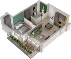 2 pokoje, mieszkanie 41,55 m², piętro 1, oferta nr WO/P3/26, Wiszące Ogrody, Gdańsk, Jasień, Kiełpinek, ul. Przytulna