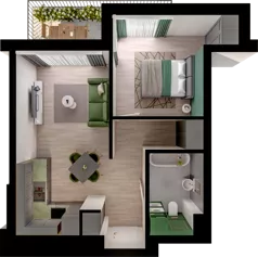2 pokoje, mieszkanie 41,55 m², piętro 1, oferta nr WO/P3/26, Wiszące Ogrody, Gdańsk, Jasień, Kiełpinek, ul. Przytulna