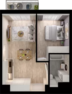 2 pokoje, mieszkanie 38,63 m², parter, oferta nr WO/P33/17, Wiszące Ogrody, Gdańsk, Jasień, Kiełpinek, ul. Przytulna