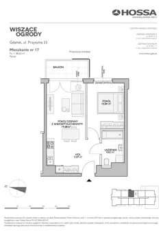 2 pokoje, mieszkanie 38,63 m², parter, oferta nr WO/P33/17, Wiszące Ogrody, Gdańsk, Jasień, Kiełpinek, ul. Przytulna