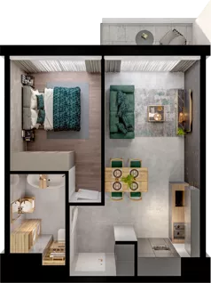 2 pokoje, mieszkanie 39,08 m², parter, oferta nr WO/P31/13, Wiszące Ogrody, Gdańsk, Jasień, Kiełpinek, ul. Przytulna