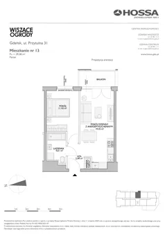 2 pokoje, mieszkanie 39,08 m², parter, oferta nr WO/P31/13, Wiszące Ogrody, Gdańsk, Jasień, Kiełpinek, ul. Przytulna