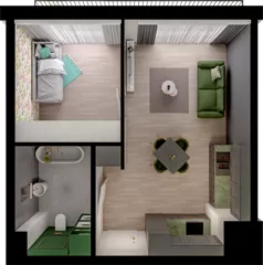 2 pokoje, mieszkanie 40,53 m², parter, oferta nr WO/P3/1, Wiszące Ogrody, Gdańsk, Jasień, Kiełpinek, ul. Przytulna