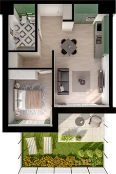 2 pokoje, mieszkanie 38,63 m², parter, oferta nr WO/P33/17, Wiszące Ogrody, Gdańsk, Jasień, Kiełpinek, ul. Przytulna