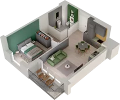 2 pokoje, mieszkanie 42,40 m², piętro 1, oferta nr WO/P3/15, Wiszące Ogrody, Gdańsk, Jasień, Kiełpinek, ul. Przytulna
