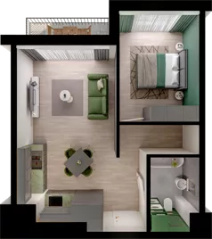 2 pokoje, mieszkanie 42,40 m², piętro 1, oferta nr WO/P3/15, Wiszące Ogrody, Gdańsk, Jasień, Kiełpinek, ul. Przytulna