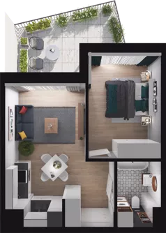 2 pokoje, mieszkanie 34,81 m², piętro 1, oferta nr WO/O18/11, Wiszące Ogrody, Gdańsk, Jasień, Kiełpinek, ul. Przytulna