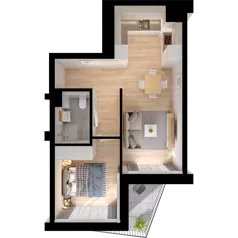 2 pokoje, mieszkanie 38,36 m², piętro 1, oferta nr WO/P1/14, Wiszące Ogrody, Gdańsk, Jasień, Kiełpinek, ul. Przytulna