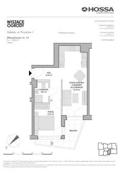 2 pokoje, mieszkanie 38,36 m², piętro 1, oferta nr WO/P1/14, Wiszące Ogrody, Gdańsk, Jasień, Kiełpinek, ul. Przytulna
