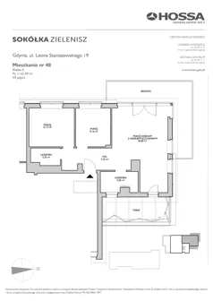 3 pokoje, mieszkanie 65,49 m², piętro 7, oferta nr SZ/S19/A/48, Sokółka Zielenisz, Gdynia, Chwarzno-Wiczlino, ul. bpa Baranauskasa