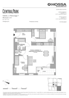 3 pokoje, mieszkanie 67,17 m², piętro 2, oferta nr CP/R7/35, Centralpark, Gdańsk, Piecki-Migowo, Morena, ul. Franciszka Rakoczego