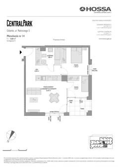 3 pokoje, mieszkanie 56,80 m², piętro 3, oferta nr CP/R5/14, Centralpark, Gdańsk, Piecki-Migowo, Morena, ul. Franciszka Rakoczego