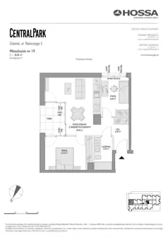 3 pokoje, mieszkanie 50,20 m², piętro 3, oferta nr CP/R5/19, Centralpark, Gdańsk, Piecki-Migowo, Morena, ul. Franciszka Rakoczego