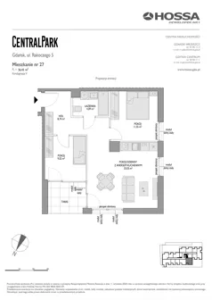 3 pokoje, mieszkanie 56,43 m², piętro 4, oferta nr CP/R5/27, Centralpark, Gdańsk, Piecki-Migowo, Morena, ul. Franciszka Rakoczego