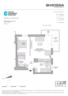 3 pokoje, mieszkanie 51,68 m², piętro 1, oferta nr CCW/S26/9, Centrum Chwarzno - Wiczlino , Gdynia, Chwarzno-Wiczlino, ul. Fregatowa
