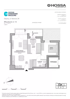 3 pokoje, mieszkanie 51,05 m², piętro 1, oferta nr CCW/S24/16, Centrum Chwarzno - Wiczlino, Gdynia, Chwarzno-Wiczlino, ul. Fregatowa