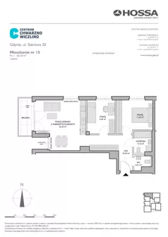 3 pokoje, mieszkanie 60,34 m², piętro 1, oferta nr CCW/S20/15, Centrum Chwarzno - Wiczlino , Gdynia, Chwarzno-Wiczlino, ul. Fregatowa