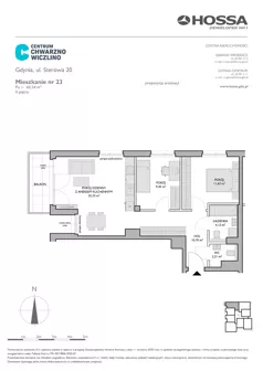 3 pokoje, mieszkanie 60,34 m², piętro 2, oferta nr CCW/S20/23, Centrum Chwarzno - Wiczlino, Gdynia, Chwarzno-Wiczlino, ul. Fregatowa