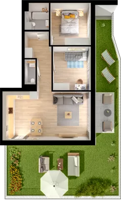 3 pokoje, mieszkanie 64,71 m², parter, oferta nr WW/B4/1, Welocity Wiczlino, Gdynia, Chwarzno-Wiczlino, ul. Jana Kazimierza