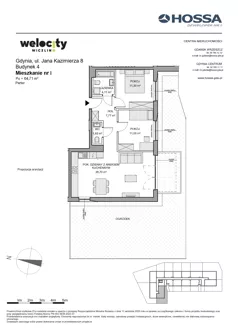 3 pokoje, mieszkanie 64,71 m², parter, oferta nr WW/B4/1, Welocity Wiczlino, Gdynia, Chwarzno-Wiczlino, ul. Jana Kazimierza