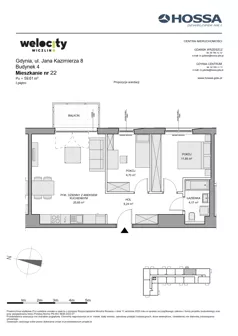 3 pokoje, mieszkanie 59,61 m², piętro 1, oferta nr WW/B4/22, Welocity Wiczlino, Gdynia, Chwarzno-Wiczlino, ul. Jana Kazimierza