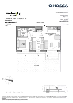 3 pokoje, mieszkanie 54,46 m², parter, oferta nr WW/B5/8, Welocity Wiczlino, Gdynia, Chwarzno-Wiczlino, ul. Jana Kazimierza