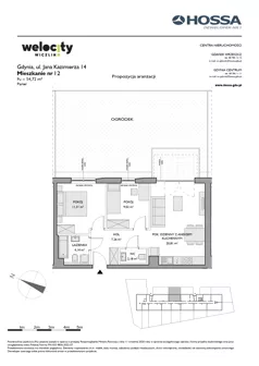 3 pokoje, mieszkanie 53,90 m², piętro 1, oferta nr WW/JK12/13, Welocity Wiczlino, Gdynia, Chwarzno-Wiczlino, ul. Jana Kazimierza