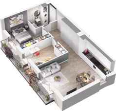 3 pokoje, mieszkanie 62,50 m², piętro 1, oferta nr WW/B1/7, Welocity Wiczlino, Gdynia, Chwarzno-Wiczlino, ul. Jana Kazimierza