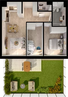 3 pokoje, mieszkanie 54,44 m², parter, oferta nr WO/P33/2, Wiszące Ogrody, Gdańsk, Jasień, Kiełpinek, ul. Przytulna