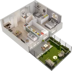 3 pokoje, mieszkanie 55,11 m², parter, oferta nr WO/P33/7, Wiszące Ogrody, Gdańsk, Jasień, Kiełpinek, ul. Przytulna