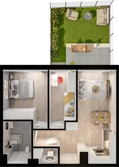3 pokoje, mieszkanie 55,11 m², parter, oferta nr WO/P33/7, Wiszące Ogrody, Gdańsk, Jasień, Kiełpinek, ul. Przytulna