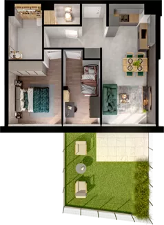 3 pokoje, mieszkanie 54,93 m², parter, oferta nr WO/P31/17, Wiszące Ogrody, Gdańsk, Jasień, Kiełpinek, ul. Przytulna