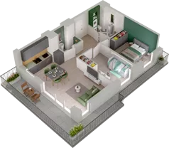 3 pokoje, mieszkanie 57,63 m², piętro 4, oferta nr WO/P3/55, Wiszące Ogrody, Gdańsk, Jasień, Kiełpinek, ul. Przytulna