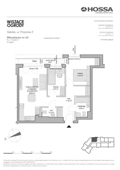 3 pokoje, mieszkanie 56,64 m², piętro 4, oferta nr WO/P3/63, Wiszące Ogrody, Gdańsk, Jasień, Kiełpinek, ul. Przytulna