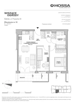 3 pokoje, mieszkanie 54,10 m², piętro 2, oferta nr WO/P33/35, Wiszące Ogrody, Gdańsk, Jasień, Kiełpinek, ul. Przytulna
