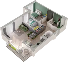 3 pokoje, mieszkanie 62,68 m², piętro 1, oferta nr WO/P3/23, Wiszące Ogrody, Gdańsk, Jasień, Kiełpinek, ul. Przytulna