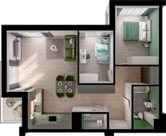 3 pokoje, mieszkanie 62,68 m², piętro 1, oferta nr WO/P3/23, Wiszące Ogrody, Gdańsk, Jasień, Kiełpinek, ul. Przytulna
