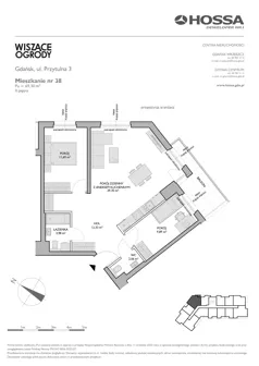 3 pokoje, mieszkanie 69,30 m², piętro 2, oferta nr WO/P3/38, Wiszące Ogrody, Gdańsk, Jasień, Kiełpinek, ul. Przytulna
